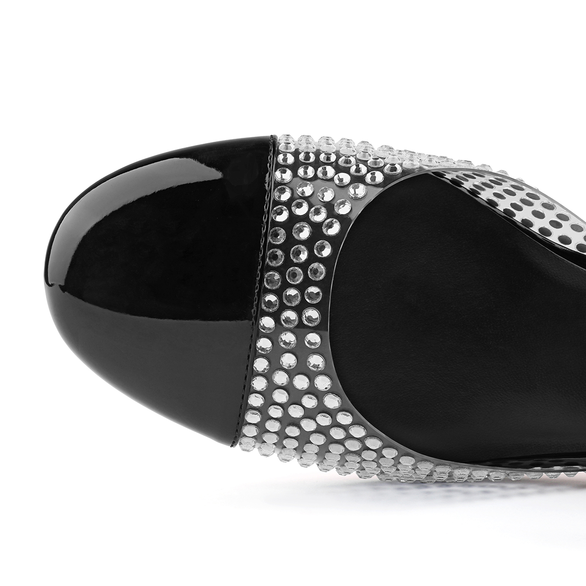 55mm Women's Round Toe Rhinestone Chunky High Heels Mary Jane Red Bottom Shoes-MERUMOTE