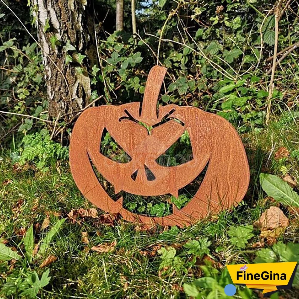 Unique Metal Pumpkin Insert Sign For Halloween Decoation