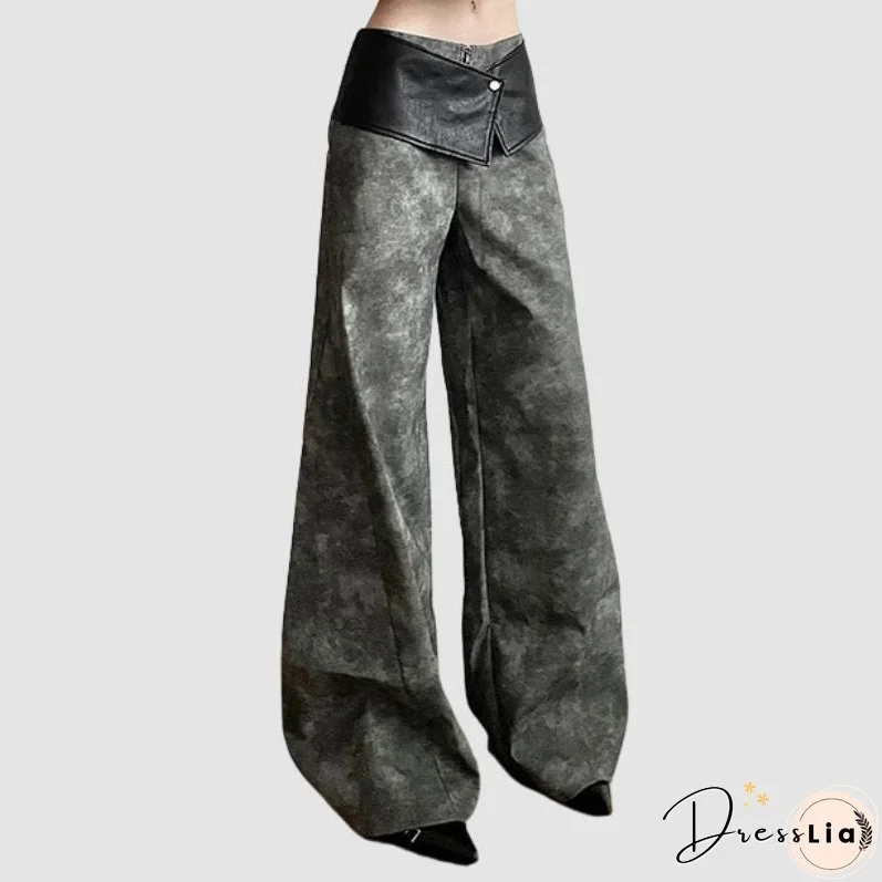 Sfumato Pattern Design Suede Wide Leg Pants