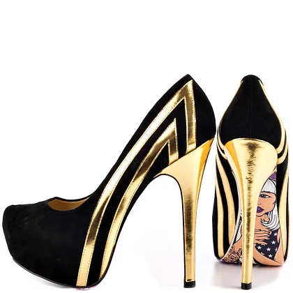 Black and gold heels, buy black and gold heels at best price | FSJ