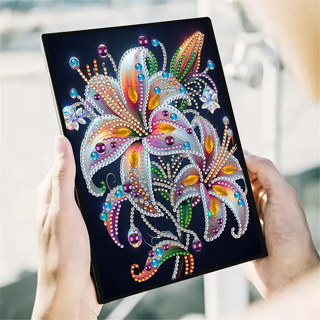 DIY Flower Diamond Painting Journals Notebooks 50 Pages A5 No Lines Special Shaped Diamond Art Kits for Beginners Craft Lovers and Artists (Lily)
