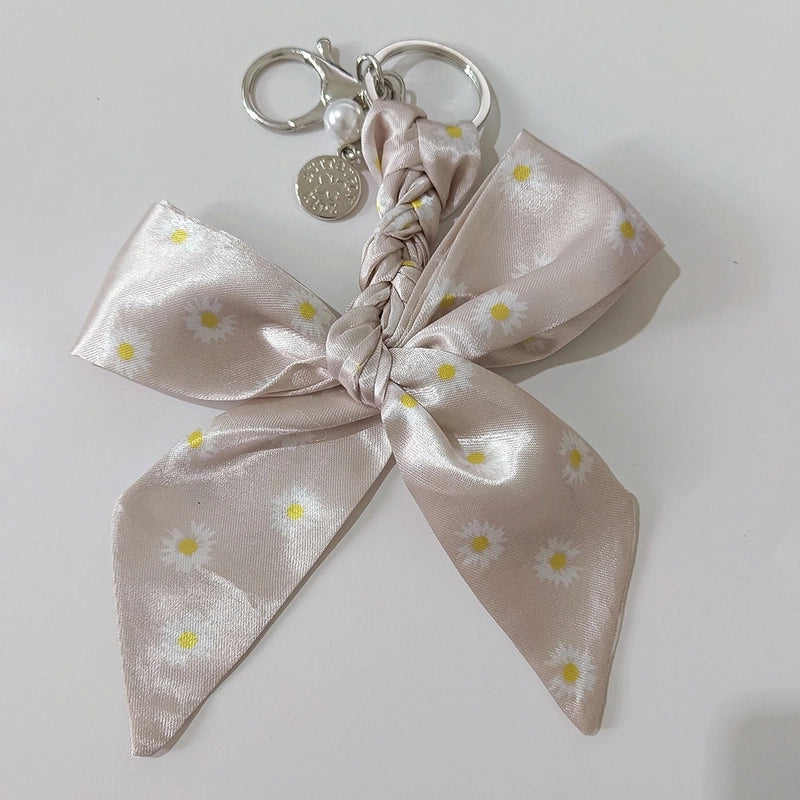 Sweet Minimalist Bow Knot Cloth Metal Unisex Bag Pendant Keychain