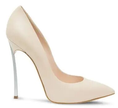 VCSHOES White Black Gold Pink Nude Patent Leather Iron Thin Heels Pumps Woman Shallow Simple Wedding Shoes