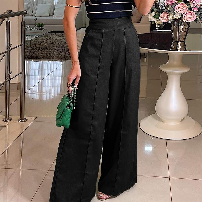 ZANZEA Women Casual Loose Pants Capris Elegant Wide Leg Pant 2024 Summer OL Solid Trouser Oversized High Waist Pantalon Palazzo