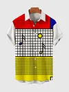 Full-Print Colorful Mondrian Style Poster Printing Men's Short Sleeve Shirt