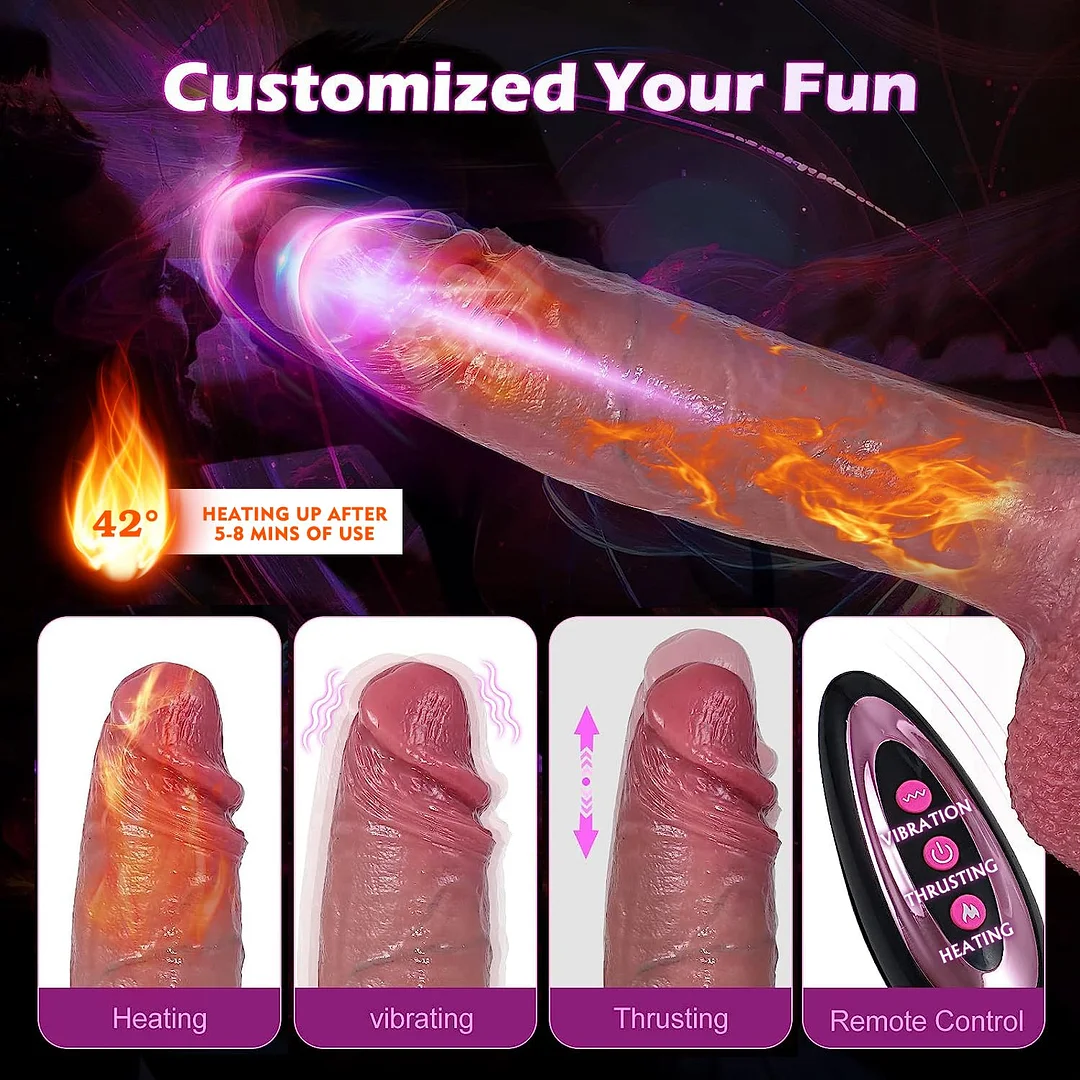 10 Inches Heating Thrusting Realistic Dildo Vibrator