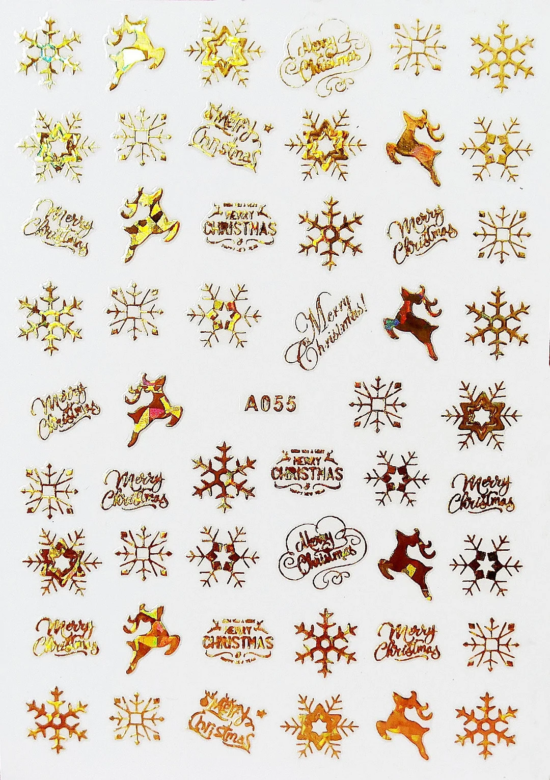 Merry Christmas 3D Elk Nail Art Decals Nail Sticker Manicure Red Laser Gold Silver White Snow Sticker for Nail Design Decoration-Nail Inspo