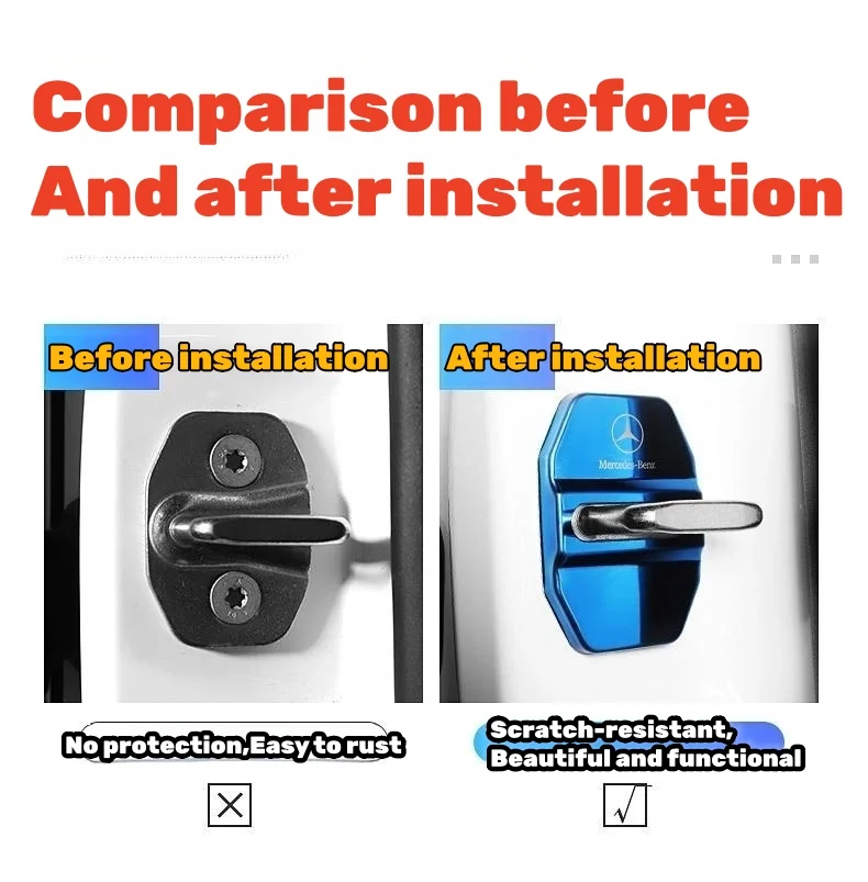 Stainless steel car door lock protection cover anti-rust decorative cover（4PCS）