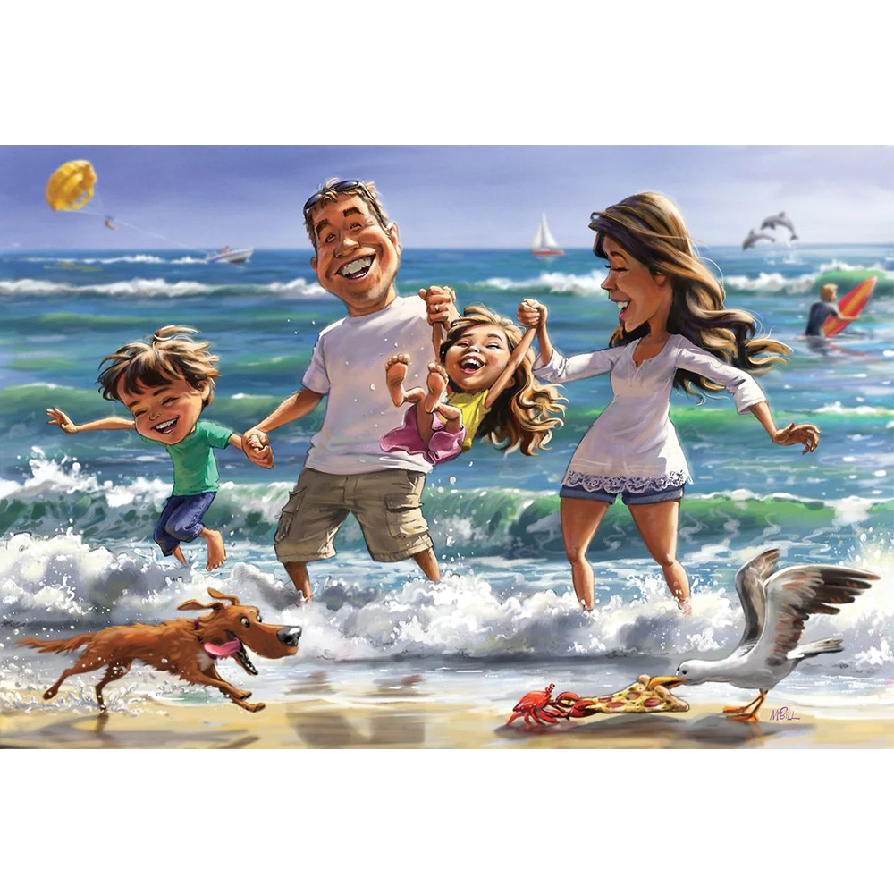 Happy Time Family Party By The Sea 40*50CM(Canvas) Full Round Drill Diamond Painting gbfke