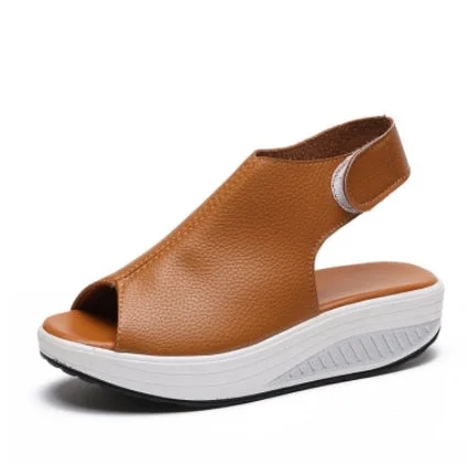 5 Styles Summer Women Sandals Platform Wedges Sandals Leather Swing Peep Toe Casual Shoes Women Walk Shoes Flats Size 35-42