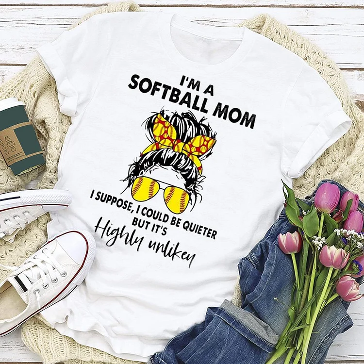 AL™ Baseball Print Softball Mom T-shirt Tee-Annaletters