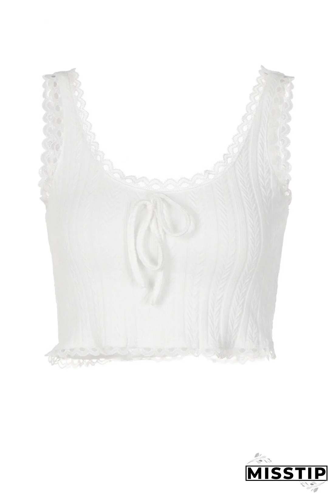 White Lacework Scoop Neck Tank Top