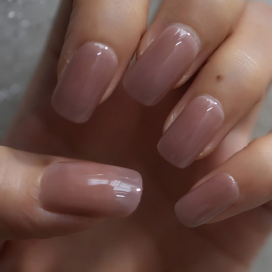 24pcs Medium Square Squoval Press On Nails Glossy Gel Full Cover Solid Color Acrylic False Nail Tips for Women and Girls-Nail Inspo