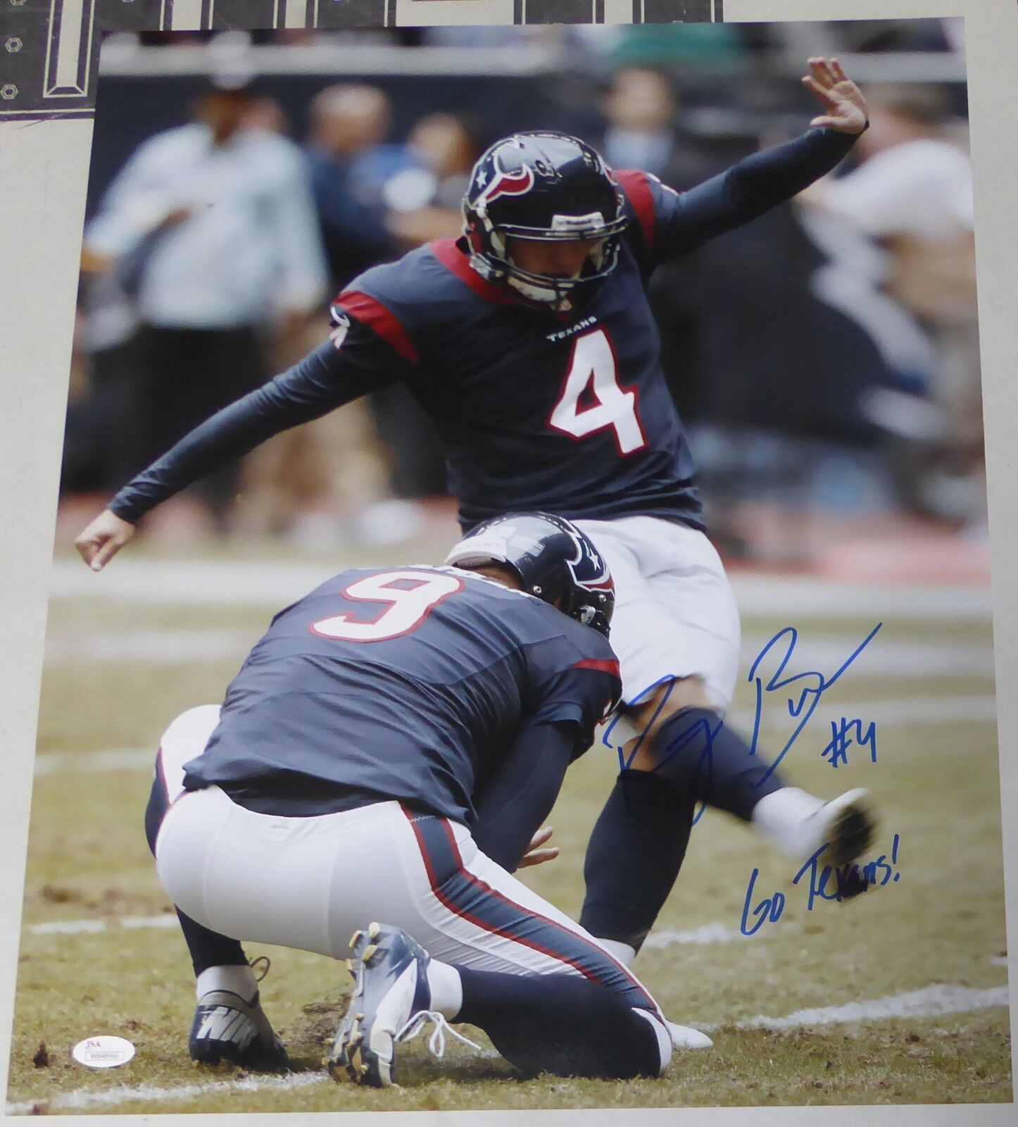 Randy Bullock Signed Texans Football 16x20 Photo Poster painting JSA WP COA #4 Picture Autograph