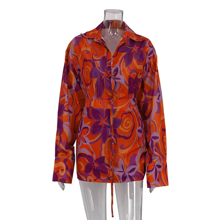 Churchf Churchf Women's Wear 2024 New Niche Design Sense Shirt Print Suit Skirt Summer Female Two-Piece Set