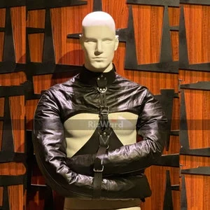 pornhint Pornhint Unisex Open Breast Leather Bondage Cupless Straitjacket Women's Top Restraint Costumes BDSM