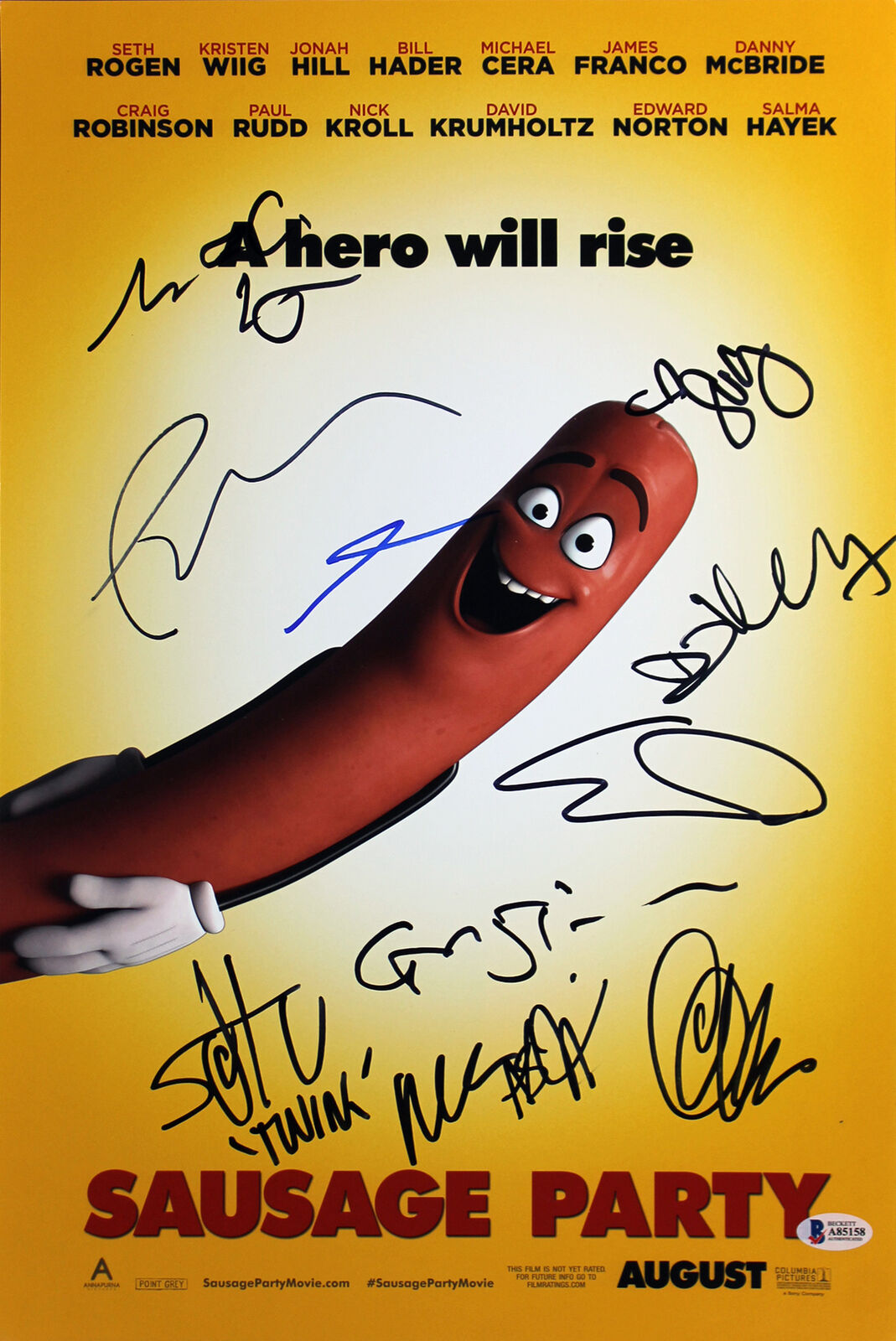 Sausage Party (Paul Rudd, David Krumholtz +8) Signed 12x18 Photo Poster painting BAS #A85158