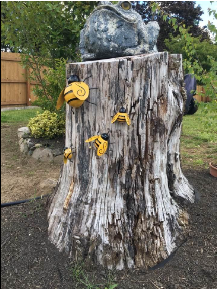 4pcs/set Metal Bee Wall Yard Garden Accents Ornament Outdoor Garden Decorative