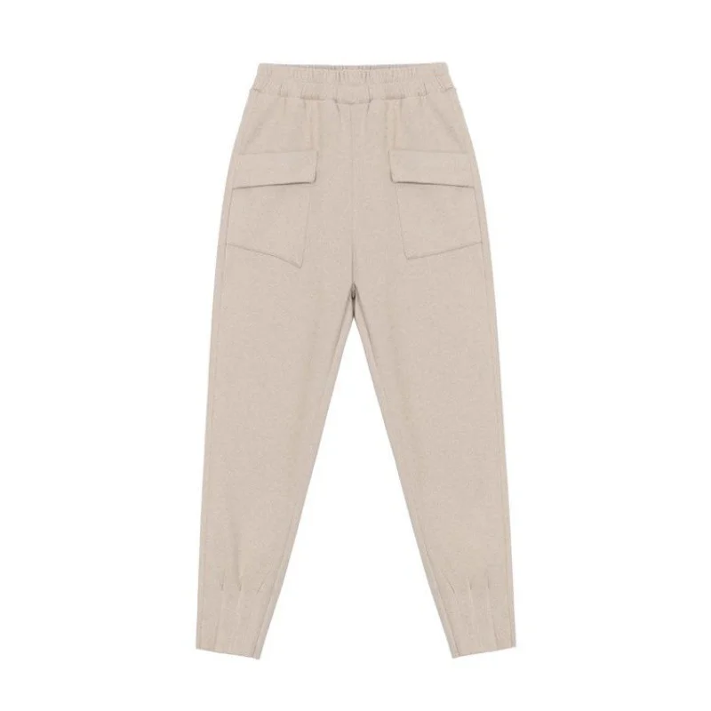 Toloer Toloer Pants Female Fall 2024 New Woolen Pants High Waist Slacks Loose Show Thin Radish Small Feet Tied Leg Pants-Outfit Ideas