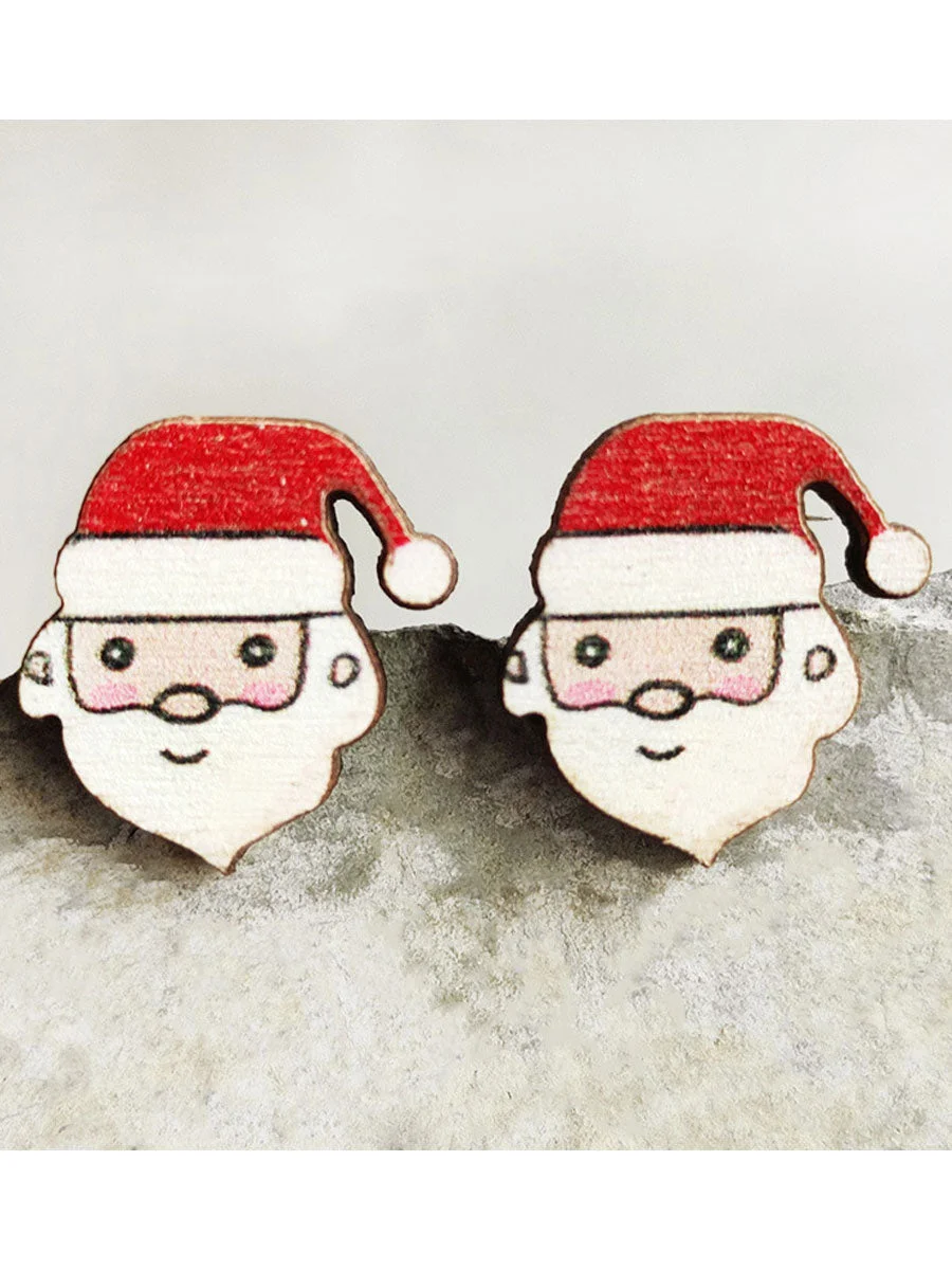 Christmas Santa Wooden Earrings