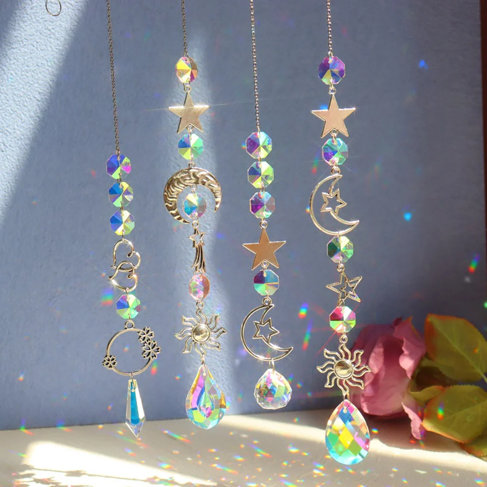 Crystal Wind Chime Ornament Garden Window Hanging Light Catching Pendant