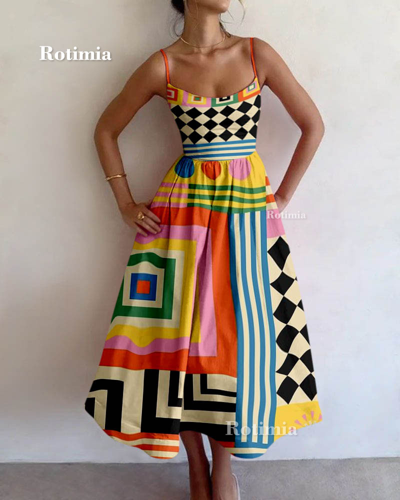 Irregular Geometric Print Dress