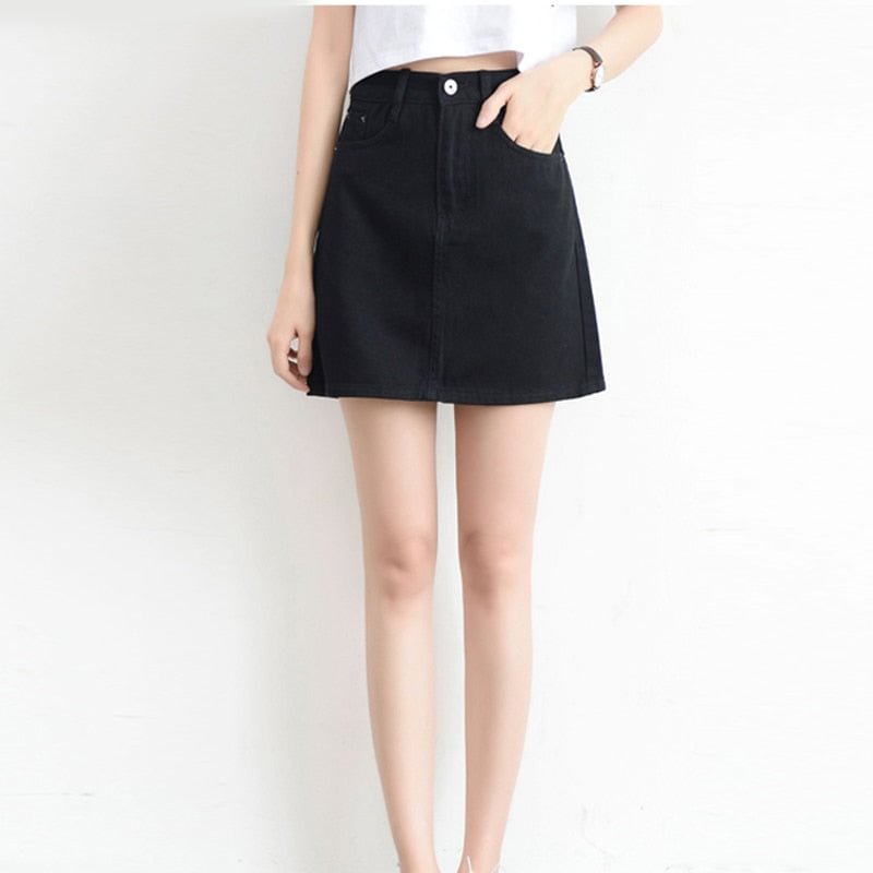 Zoki Sexy Women Denim Mini Skirt Fashion Summer High Waist Korean Black Skirt Blue Package Hip Jeans Harajuku Plus Size Cotton