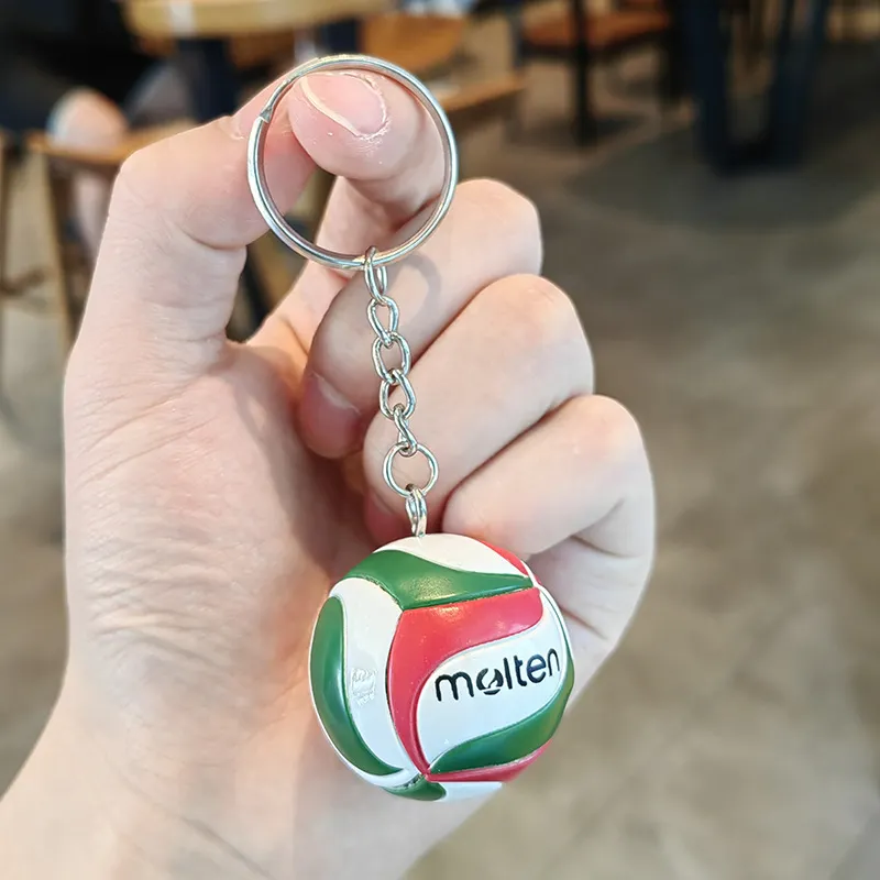 New Cartoon Rubber Volleyball Light Keychain Digital Printing Fashion Trend Sporty Creative Schoolbag Pendant Women Men's Mini