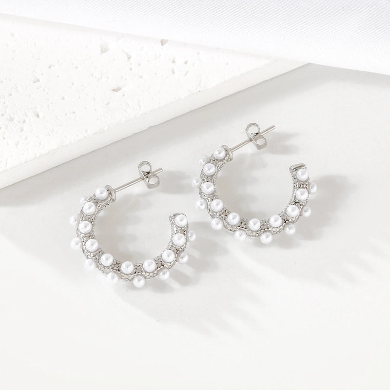 1 Pair Elegant C Shape 304 Stainless Steel 18K Gold Plated Ear Studs