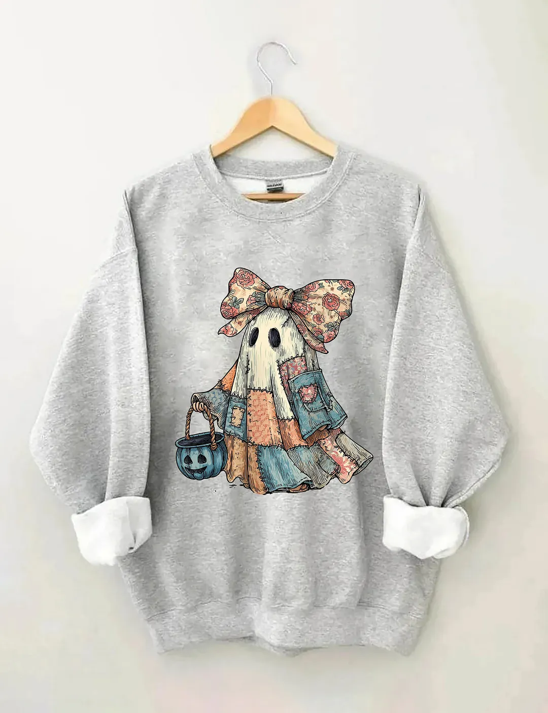 Retro Halloween Blue Denim Ghost Sweatshirt