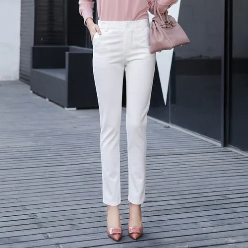 Pencil Pants Women 2020 Spring High Waist Female Formal Trousers Casual Pantalones Solid Workwear Stretchy Slim Woman Trousers