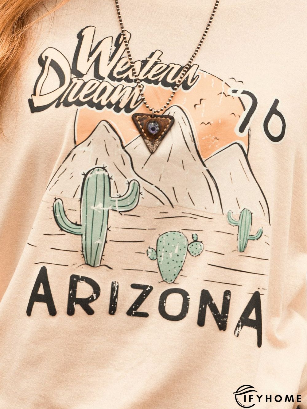 Apricot Short Sleeve Printed T-shirt | IFYHOME