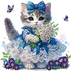 Petit chaton avec bouquet-partiel spécial diamant peinture-30*30cm