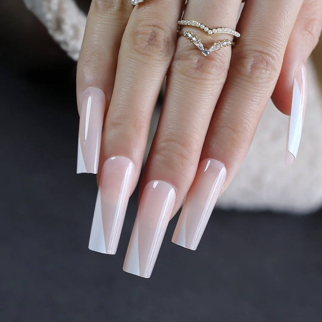 Brown Leopard French Fake Nails luxury combination in black Art Square Nude Artificial Salon False nails can be reused thicken-Nail Inspo