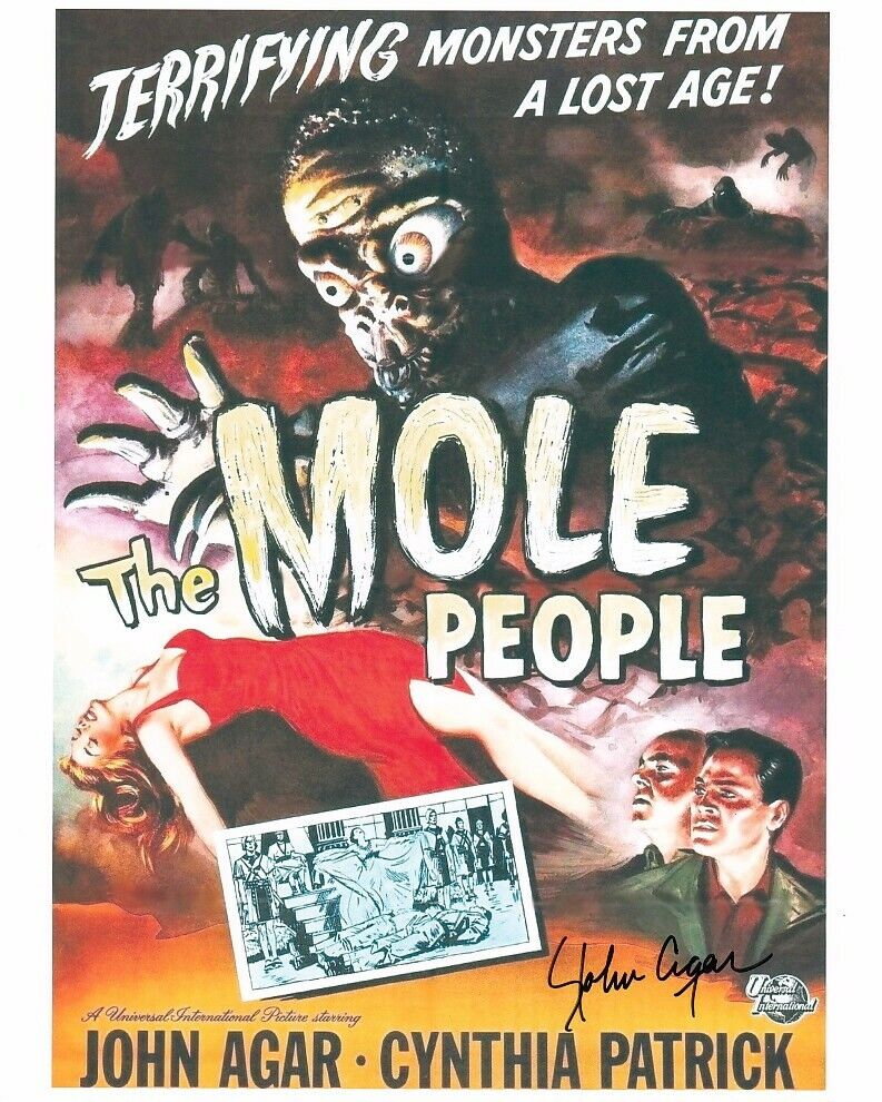 JOHN AGAR signed THE MOLE PEOPLE 8x10 w/ coa CLASSIC SCI-FI HORROR MINI-POSTER