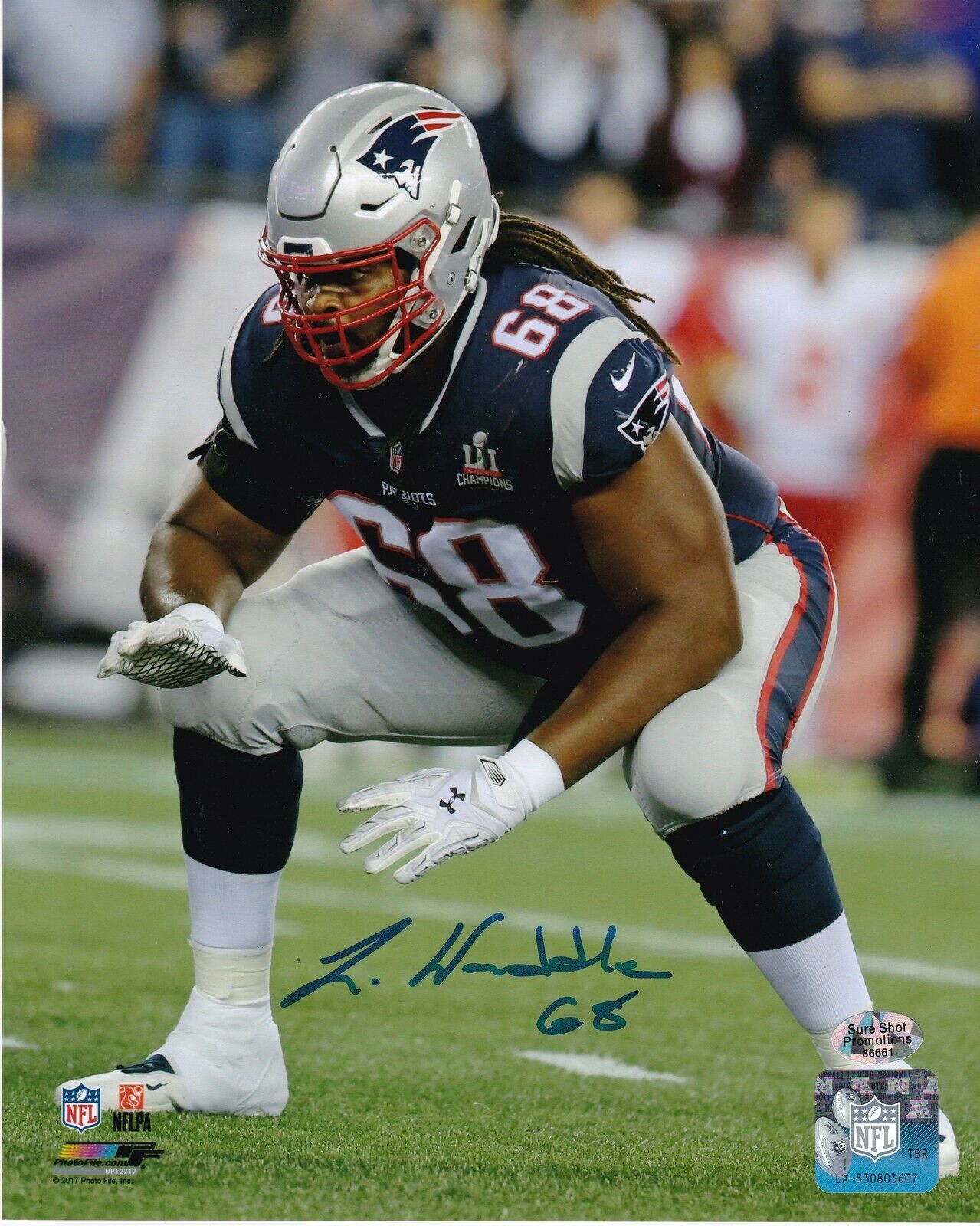 LA'ADRIAN WADDLE NEW ENGLAND PATRIOTS ACTION SIGNED 8x10