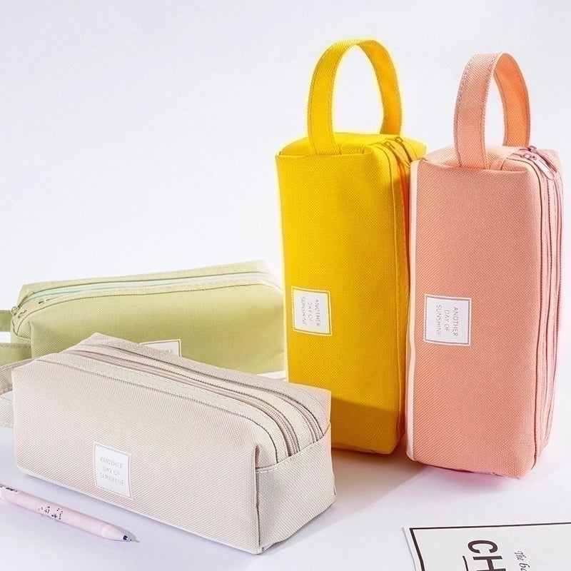 Double Layer Canvas Large Capacity Simple Pencil Case