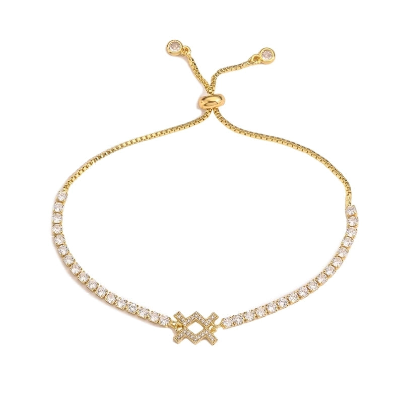 Copper 18K Gold Plated Casual Minimalist Classic Style Plating Inlay Constellation Zircon Drawstring Bracelets