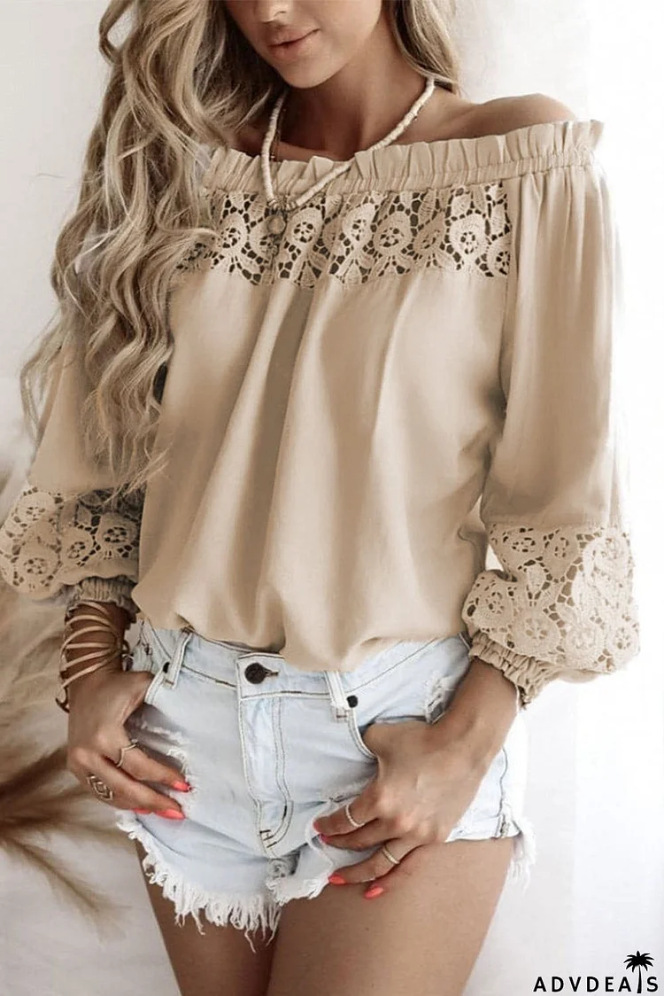 Crochet Hollow-out Off-shoulder Blouse