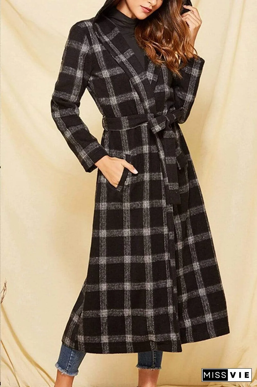 Fashion Casual Plaid Hooded Coat (Only Coat)