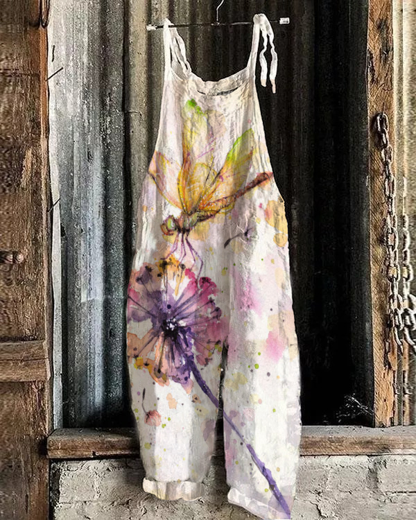 Women's Floral Print Loose Casual Jumpsuit