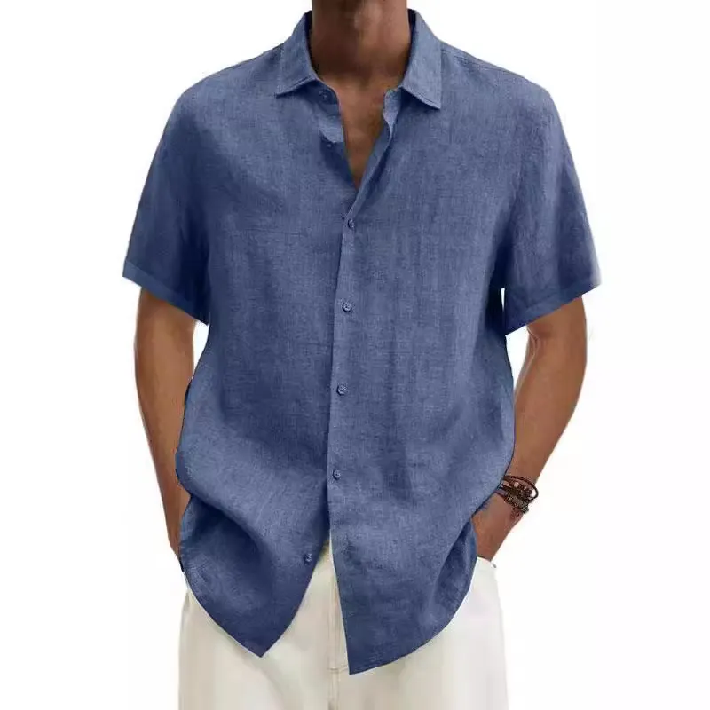 Uveng Uveng Explosion Summer V-Neck Button Cotton Cotton Pure Cotton Shirt Shirt Man Shirt Man