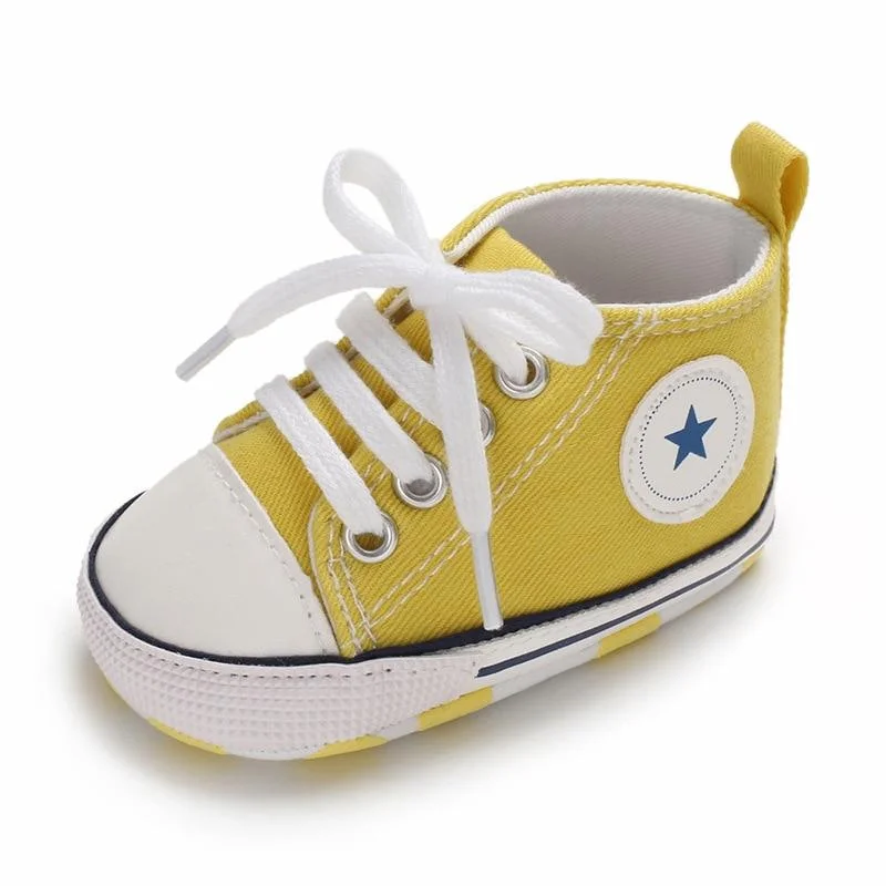 Baby Shoes Boy Girl Star Solid Sneaker Cotton Soft Anti-Slip Sole Newborn Infant First Walkers Toddler Casual Canvas Crib Shoes