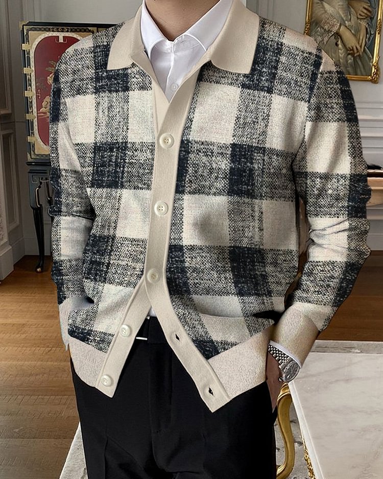 Men's Lapel Knitted Sweater Cardigan 94e6