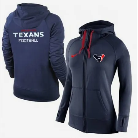 Women's  Houston Texans Full-Zip Performance Hoodie Dark Blue