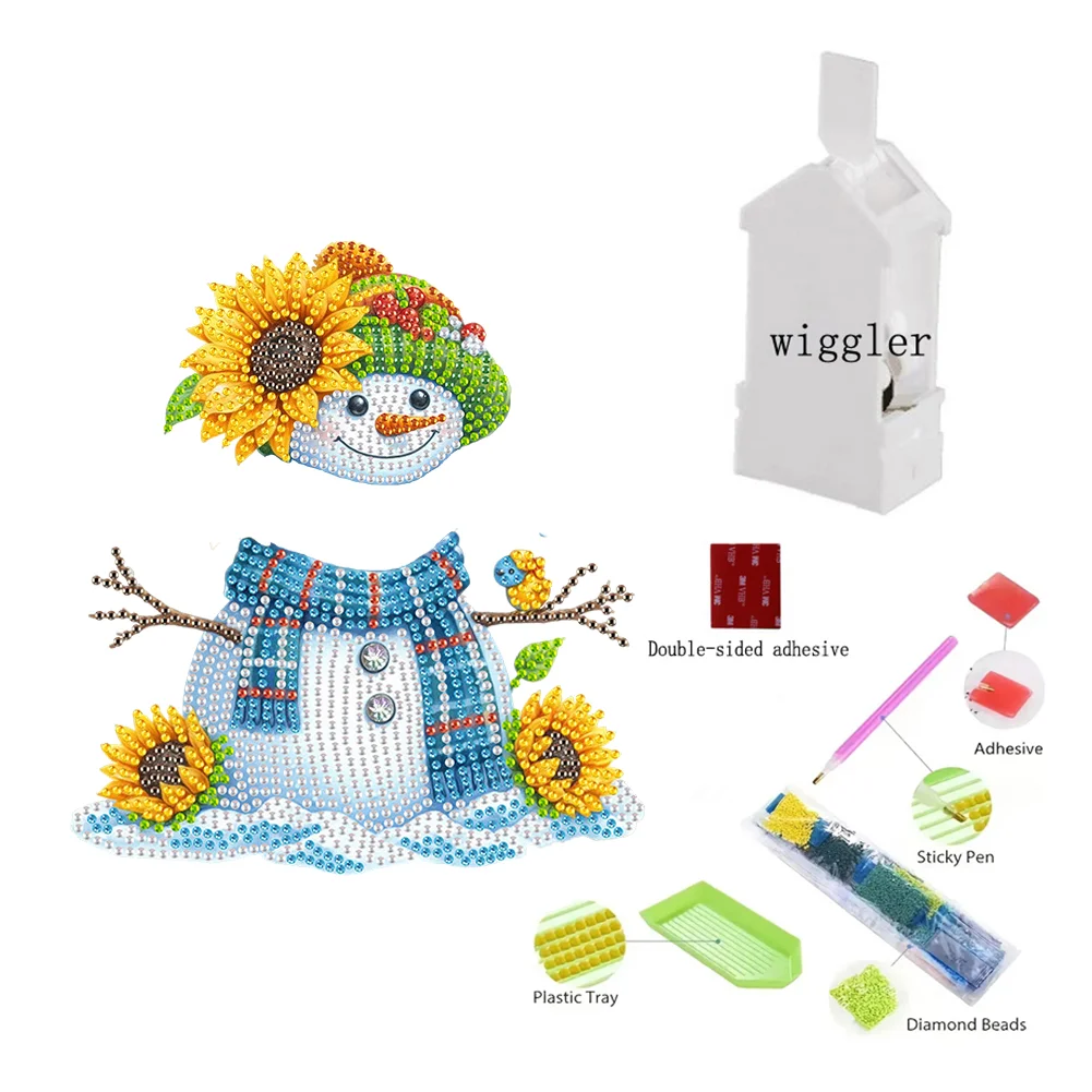 5D DIY Acrylic Shaking Head Sunflower Snowman Diamond Painting Desktop Decors for Home