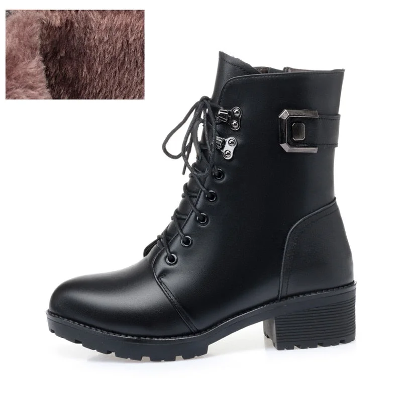 AIYUQI Winter Boots Women Genuine Leather New Wool Warm Non-slip Ladies Ankle Boots Plus Size 41 42 43 Snow Boots Women