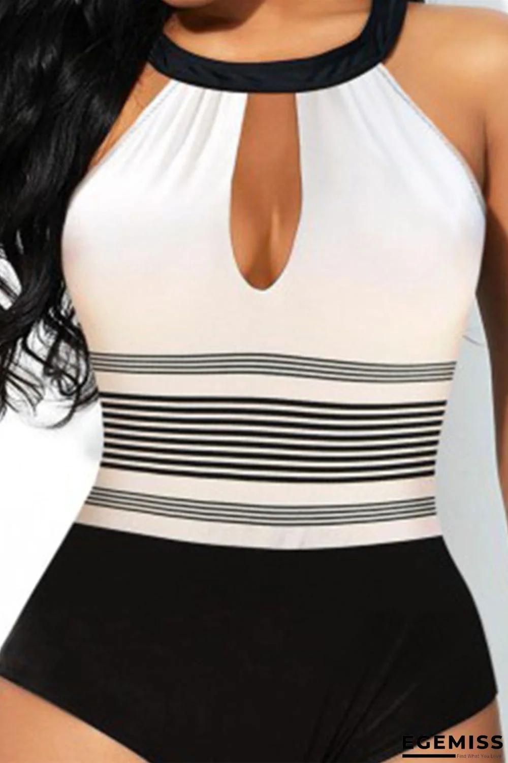 White Fashion Sexy Print Hollowed Out Backless Swimwears (With Paddings) | EGEMISS