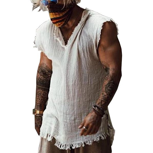 Men's Loose Casual Cotton Fray Tank Top