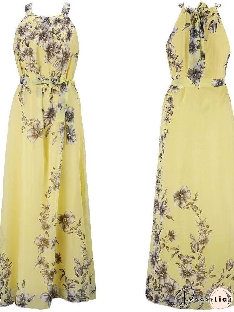 Slim Fit Sleeveless Print Dress for Women